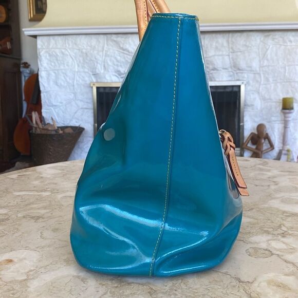 Dooney & Bourke Patent Extra Large Shopper Tote Turquoise Teal - Picture 5 of 14